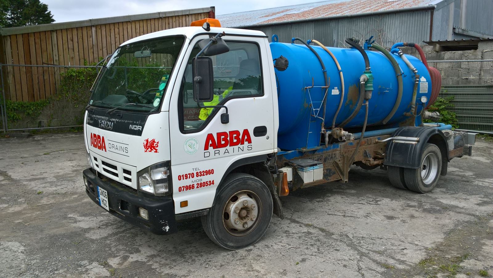 Abba Drains Ltd Septic Tank Emptying Lorry covering Mid and West Wales